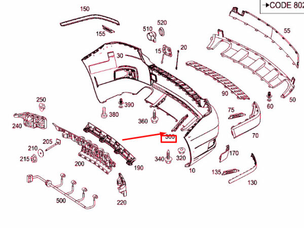 A2048851063 - MERCEDES-BENZ GLK-CLASS X204 Rear Right Bumper Guide A2048851063 ORIGINAL