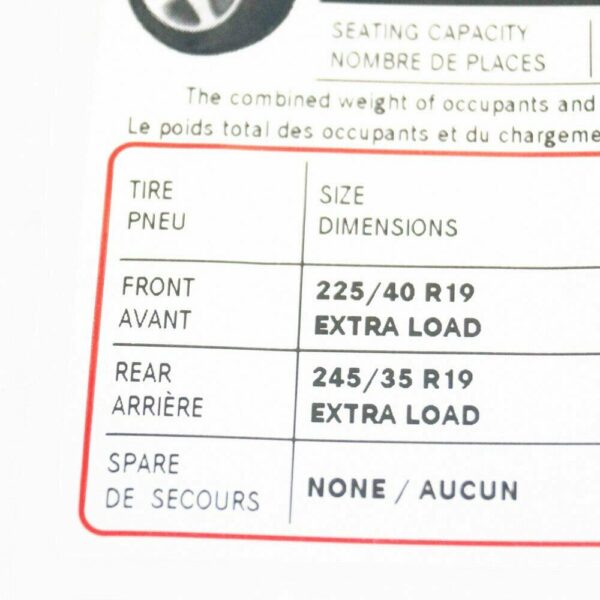 A2055840501 - Mercedes Benz C Class W205 Tire Press Label A2055840501 ORIGINAL