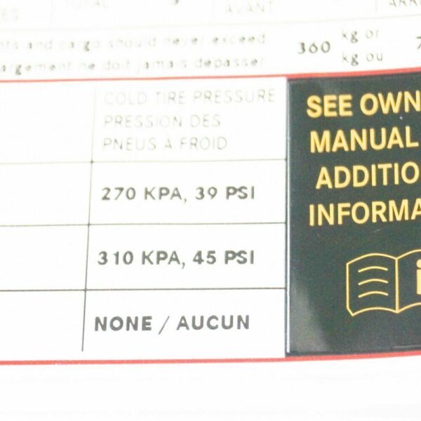 A2055840501 - Mercedes Benz C Class W205 Tire Press Label A2055840501 ORIGINAL