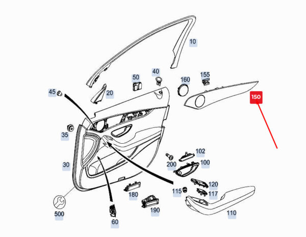 A2057200901 - MERCEDES-BENZ C W205 Front Left Door Trim Strip A2057200901 ORIGINAL