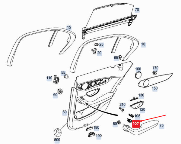 A2057308301 - MERCEDES-BENZ GLC X253 Rear Left Window Regulator Cover A2057308301 ORIGINAL