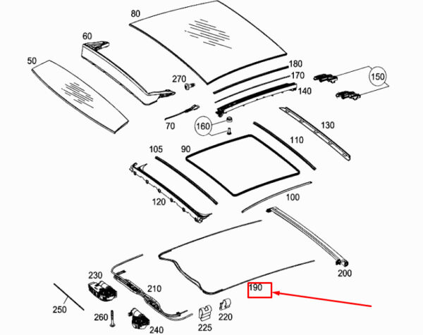 A2057821200 - MERCEDES-BENZ E C238 Panoramic Sunroof Control Cable A2057821200 ORIGINAL