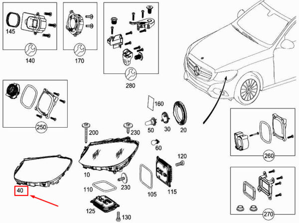 A2058260900 - MERCEDES-BENZ C Coupe C205 Left Headlamp Housing Gasket A2058260900 ORIGINAL
