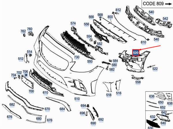 A2058851901 - MERCEDES-BENZ C Coupe C205 Front Left Bumper Carrier A2058851901 ORIGINAL