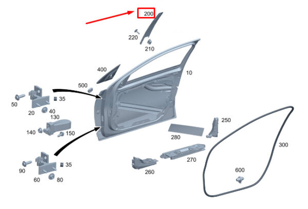 A2066906300 - MERCEDES-BENZ C S206 Outer Left B-Pillar Trim Molding A2066906300 ORIGINAL