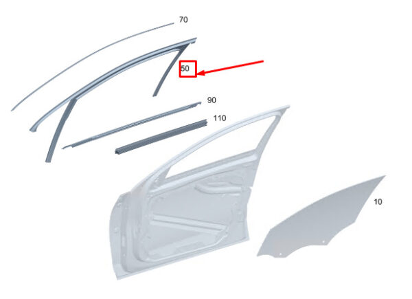 A2067256400 - MERCEDES-BENZ C S206 Front Right Door Window Guide A2067256400 ORIGINAL