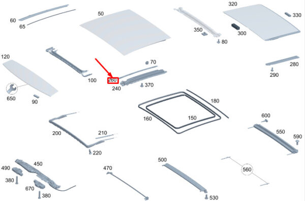 A2067803800 - MERCEDES-BENZ C W206 Right Sunroof Cover Strip A2067803800 ORIGINAL