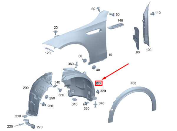 A2068807304 - MERCEDES-BENZ C W206 Front Left Arch Liner Rear Part A2068807304 ORIGINAL