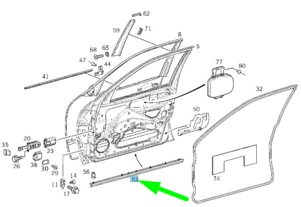 A2106908462 - MERCEDES-BENZ E W210 Front Right Door Bottom Ledge A2106908462 ORIGINAL