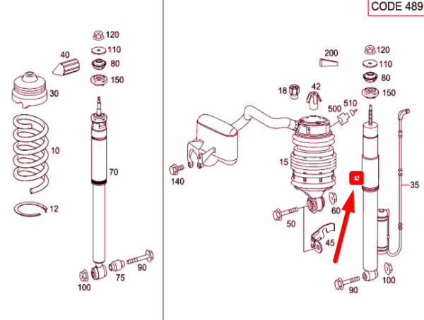 A2113260100 - NEW MERCEDES-BENZ E W211 REAR SHOCK ABSORBER A2113260100 ORIGINAL