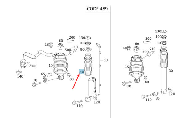 A2113267000 - NEW MERCEDES-BENZ E W211 REAR RIGHT SHOCK ABSORBER A2113267000 ORIGINAL