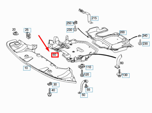 A2115242130 - NEW MERCEDES-BENZ E W211 ENGINE UNDERBODY CENTRAL COVER A2115242130 ORIGINAL