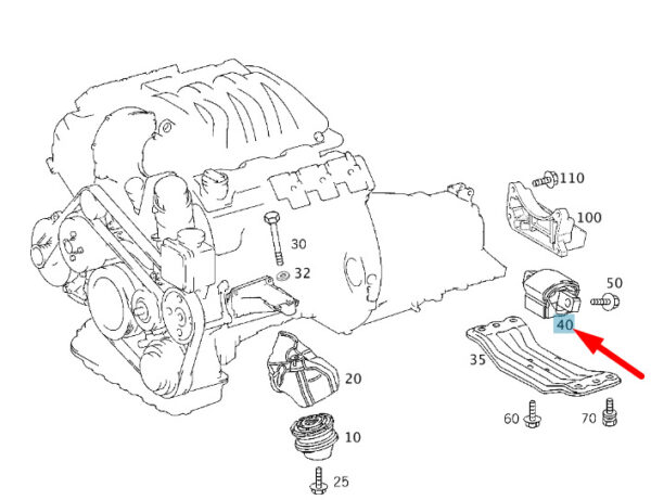 A2122400318 - MERCEDES-BENZ C W203 Rear Engine Mounting Support A2122400318 ORIGINAL
