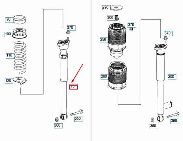 A2123265300 - NEW MERCEDES-BENZ E W212 REAR SHOCK ABSORBER A2123265300 ORIGINAL