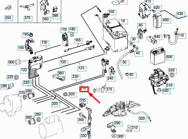 A2124407638 - NEW MB CLS C218 BATTERY TO STARTING MOTOR WIRING HARNESS LHD A2124407638
