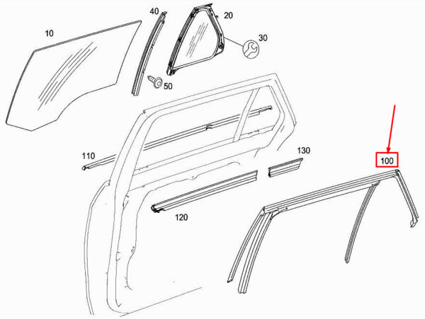 A2127351225 - MERCEDES-BENZ E W212 Rear Right Window Guide Rail A2127351225 ORIGINAL