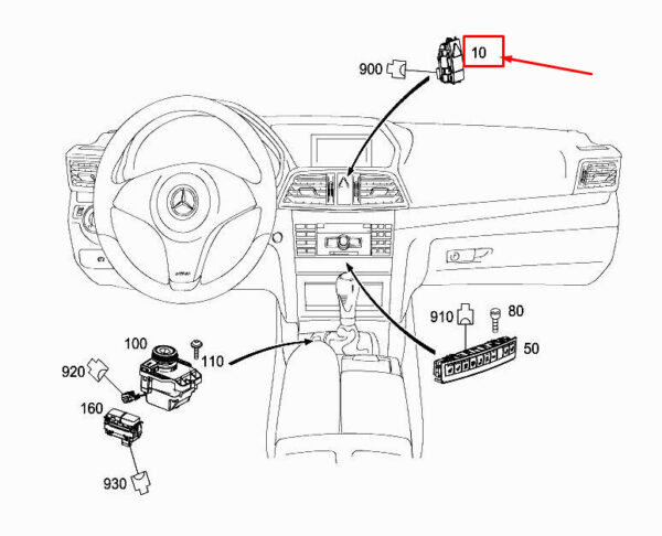 A2128207210 - MERCEDES-BENZ E Coupe C207 Center Air Vent Hazard Button A2128207210 ORIGINAL