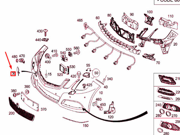 A2128850126 - MERCEDES-BENZ E W212 Front Bumper Tow Eye Cover A21288501269040 ORIGINAL