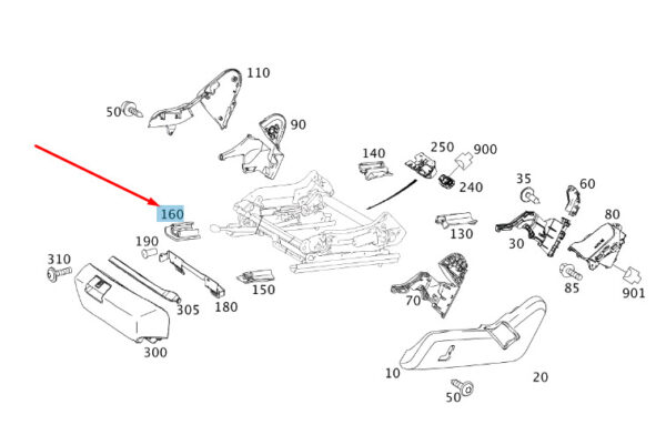 A21291909207E94 - MB E W212 Front Left Seat Inner Front Track Cover A21291909207E94 ORIGINAL