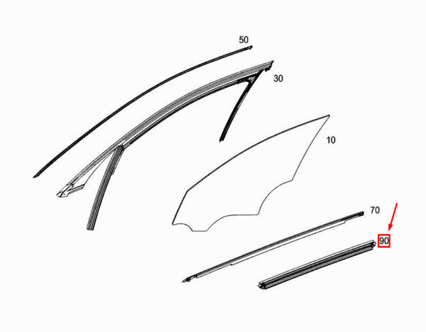 A2137250465 - MERCEDES-BENZ E W213 Front Right Window Sealing Rail A2137250465 ORIGINAL