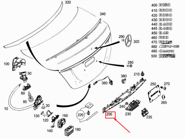 A2137503000 - MERCEDES-BENZ E W213 Rear Lid Handle Strip A2137503000 ORIGINAL
