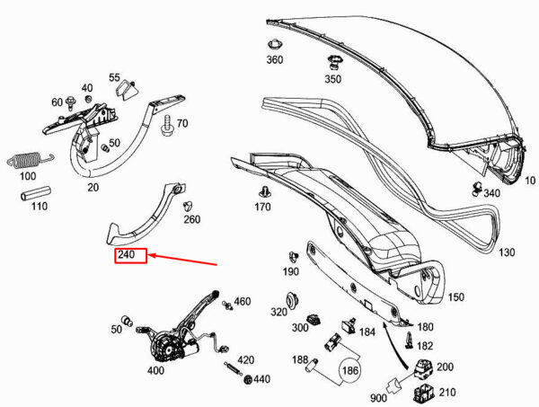 A2138215500 - MERCEDES-BENZ E W213 Rear Left Lid Hinge Cable Duct A2138215500 ORIGINAL