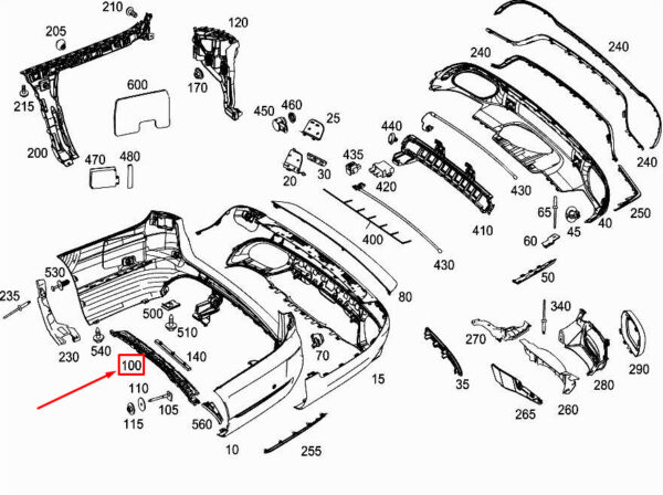 A2138851565 - MERCEDES-BENZ E W213 Rear Central Bumper Basic Carrier A2138851565 ORIGINAL