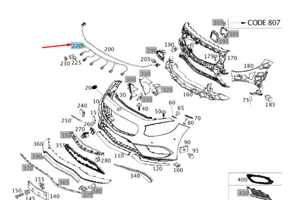 A2175401905 - MERCEDES-BENZ S C217 Front Park Assist Wiring Harness A2175401905 ORIGINAL
