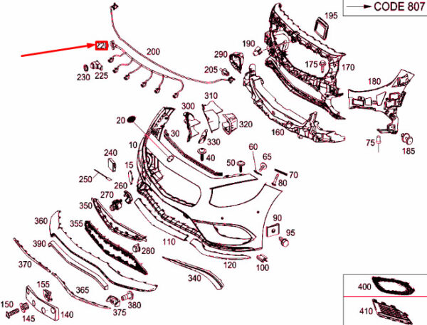 A2175402105 - MB S C217 Front Conjunction Parking Aid Wiring Harness A2175402105 ORIGINAL