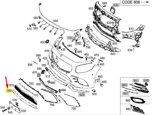 A2178858700 - NEW MERCEDES-BENZ S C217 FRONT BUMPER CHROME TRIM STRIP A2178858700 ORIGINAL