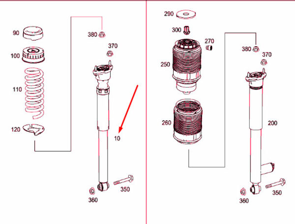 A2183200730 - NEW MERCEDES-BENZ CLS C218 REAR SHOCK ABSORBER A2183200730 ORIGINAL