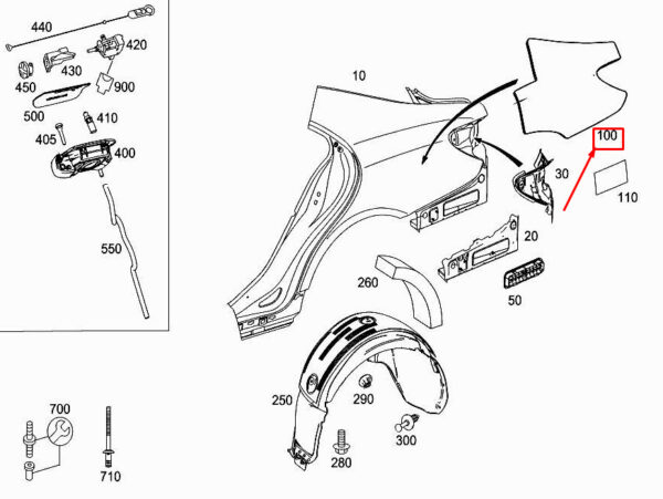 A2186822700 - MERCEDES-BENZ CLS C218 Rear Left Fender Damping A2186822700 ORIGINAL