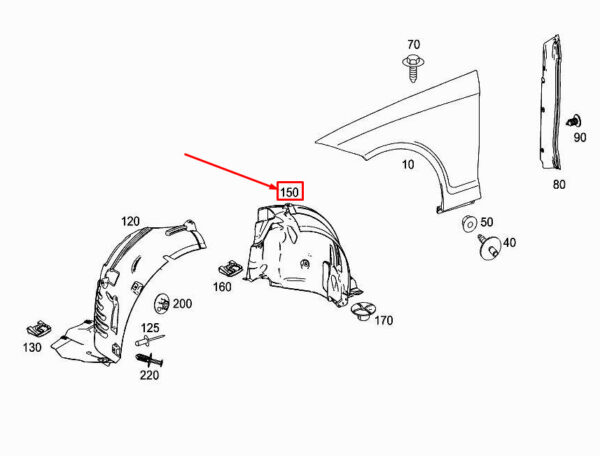 A2186900364 - MERCEDES-BENZ CLS C218 Rear Right Inner Fender Liner A2186900364 ORIGINAL