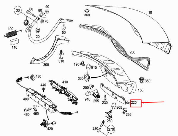A2187500300 - MERCEDES-BENZ CLS C218 Rear Lid Handle Strip A21875003009051 ORIGINAL