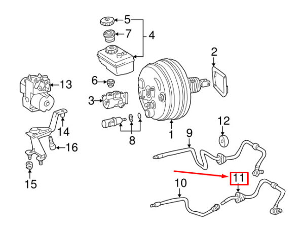 A2204300000 - MERCEDES-BENZ S W220 Brake Booster Line A2204300000 ORIGINAL