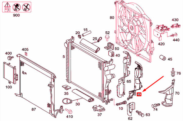 A2205050188 - MERCEDES-BENZ S W220 Radiator Left Top Cover A2205050188 ORIGINAL