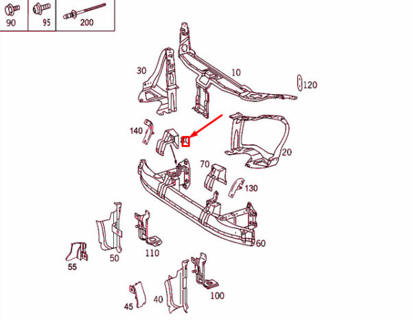 A2206204814 - MERCEDES-BENZ S W220 Front Stiffening Right Bracket A2206204814 ORIGINAL