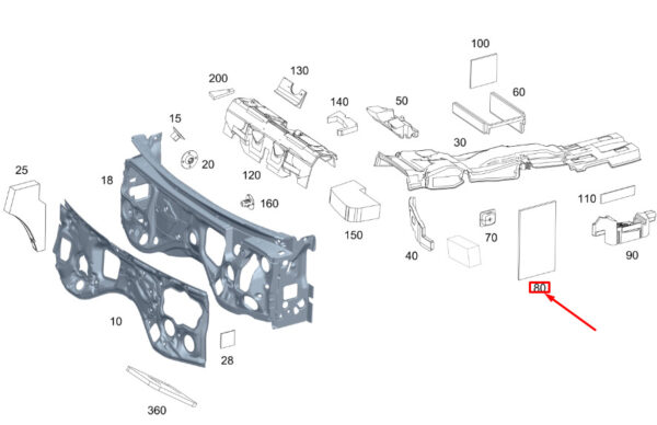 A2206822730 - MERCEDES-BENZ GLE W167 E-Box Dampening A2206822730 ORIGINAL