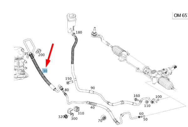 A2214609224 - NEW MERCEDES-BENZ S W221 STEERING HIGH-PRESSURE OIL LINE A2214609224 ORIGINAL