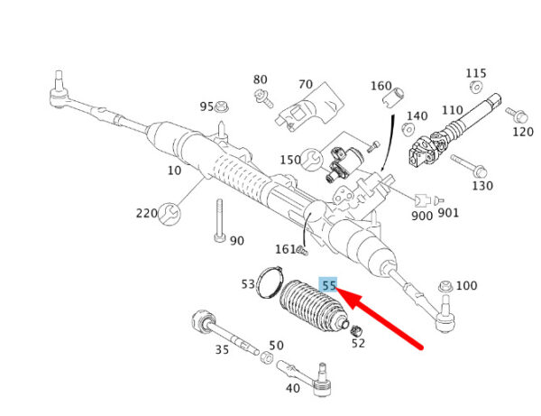 A2214630296 - MERCEDES-BENZ S W221 Steering Rack and Pinion Bellow A2214630296 ORIGINAL