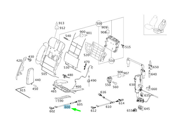 A2218004215 - MB S W221 Front Left Multicontour Seat Hose Line A2218004215 ORIGINAL