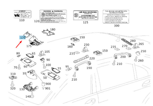 A2218211836 - MERCEDES-BENZ S W221 Rain Sensor Cover A22182118369051 ORIGINAL