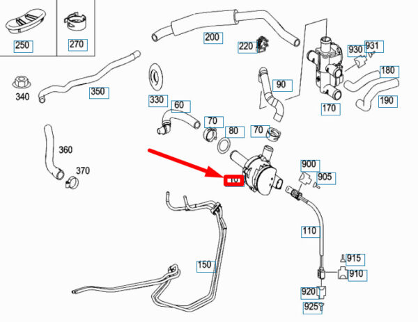 A2218350164 - NEW MERCEDES-BENZ S W221 ENGINE AUXILIARY WATER PUMP A2218350164 ORIGINAL