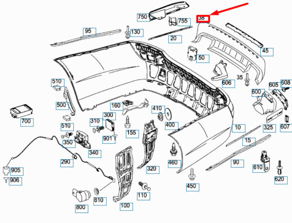 A2218852325 - NEW MERCEDES-BENZ S W221 AMG REAR BUMPER LOWER TRIM COVER A2218852325 ORIGINAL