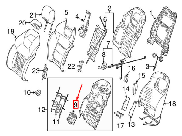 A2219005304 - NEW MERCEDES-BENZ SL R231 REAR LEFT SEAT CONTROL MODULE A2219005304 ORIGINAL