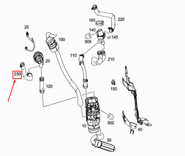 A2225000375 - MERCEDES-BENZ S W222 Heater Molded Hose A2225000375 ORIGINAL