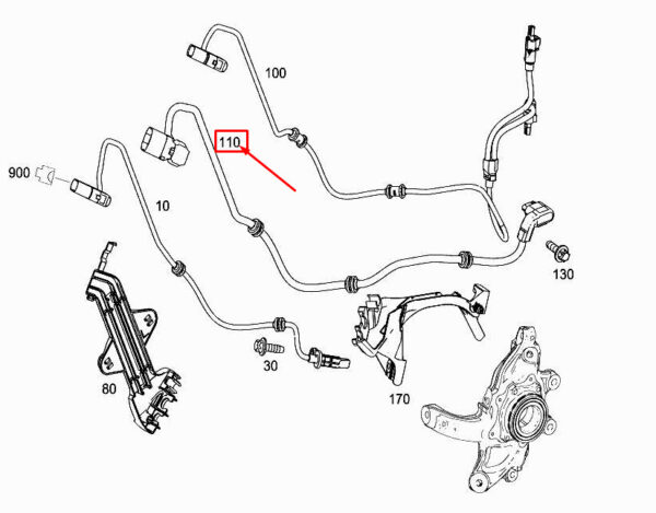 A2225401205 - MERCEDES-BENZ S W222 Rear Left Brake Wear Sensor Wiring A2225401205 ORIGINAL