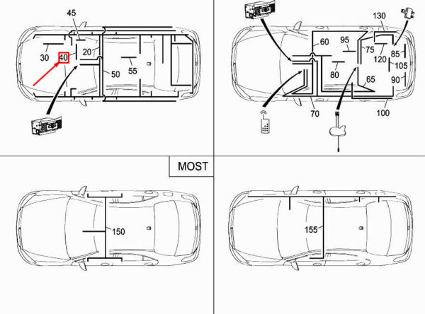 A2225401438 - MERCEDES-BENZ S W222 Aux Jack Electrical Wiring Harness A2225401438 ORIGINAL