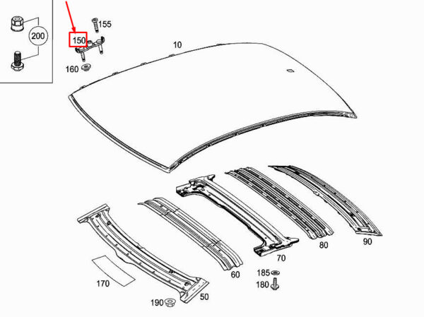 A2226500155 - MERCEDES-BENZ S W222 Roof Member Mount A2226500155 ORIGINAL
