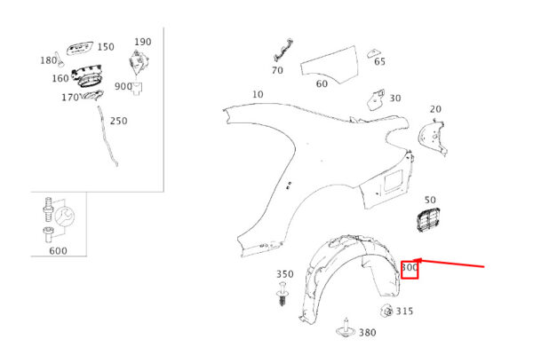A2226908100 - NEW MERCEDES-BENZ S W222 REAR LEFT WHEEL HOUSING LINER A2226908100 ORIGINAL